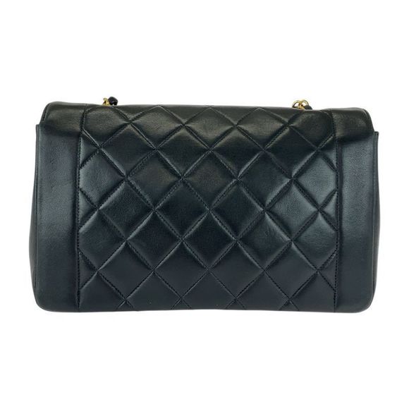 Chanel Matelasse 25 Diana Flap Coco Mark Turnlock Black Lambskin Chain Shoulder - Picture 2 of 9